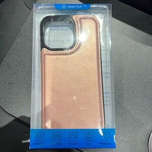 iPhone 13 Pro phone case with wallet. Rose Gold